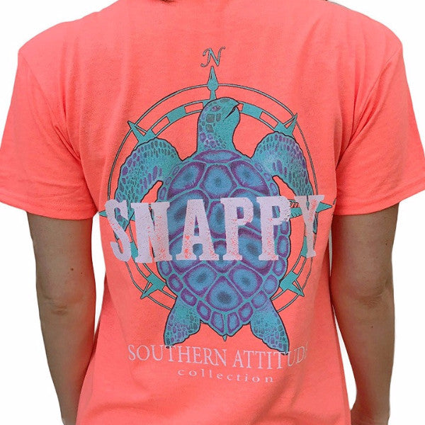 Southern Attitude Preppy Snappy Turtle Nautical Coral - Adult & Kids T-Shirts, Sweatshirts & Hoodies apparel design preview 2