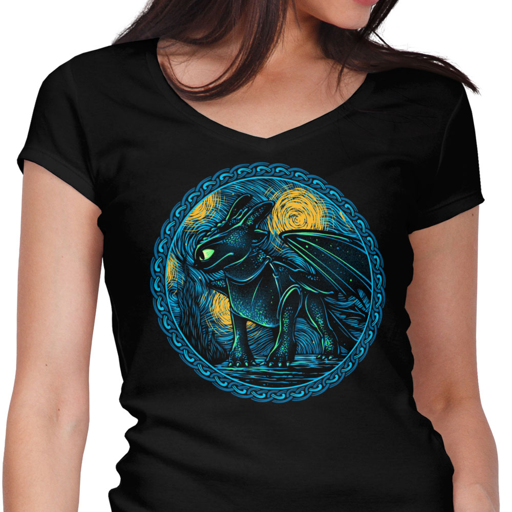 Fury of the Night Sky Women's V-Neck - Adult & Kids T-Shirts, Sweatshirts & Hoodies apparel design preview 1