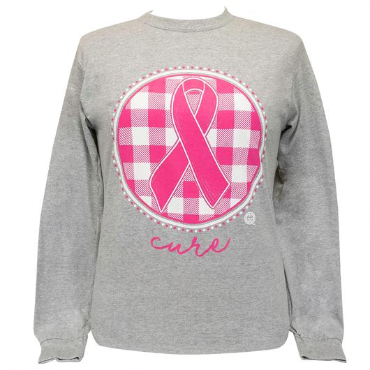 Girlie Girl Originals Cure Ribbon Plaid Cancer - Adult & Kids T-Shirts, Sweatshirts & Hoodies apparel design preview 2