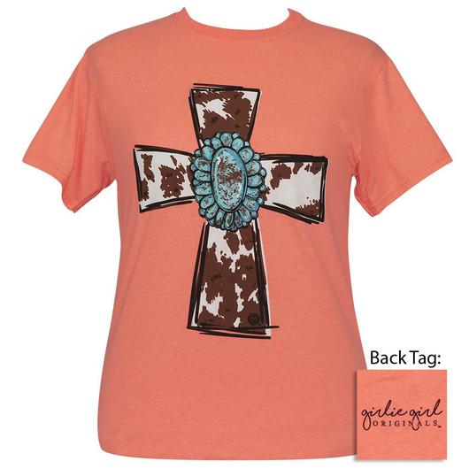 Girlie Girl Originals Preppy Turquoise Cow Cross - Adult & Kids T-Shirts, Sweatshirts & Hoodies apparel design preview 1