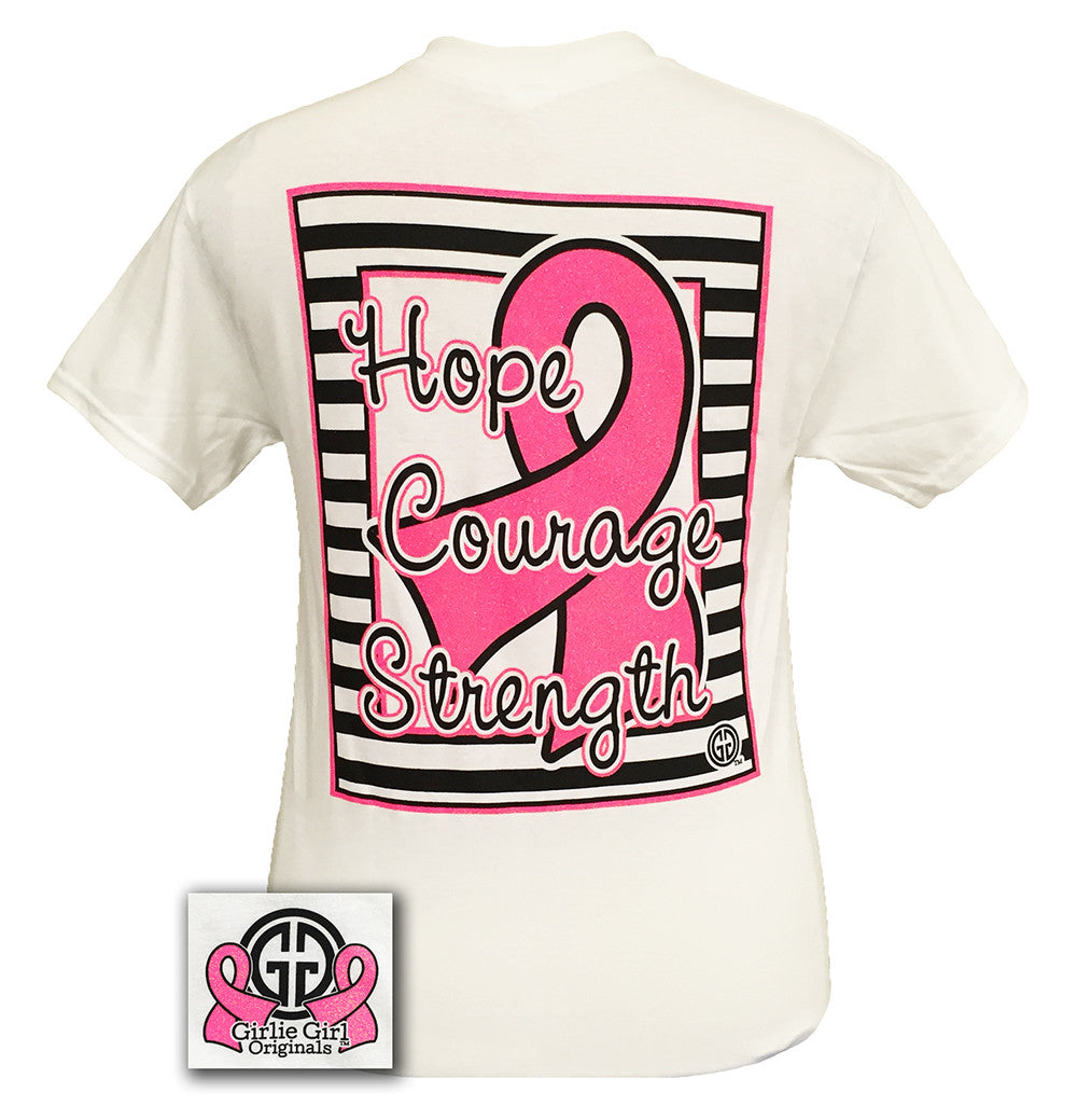 Girlie Girl Preppy Hope Courage Strength Breast - Adult & Kids T-Shirts, Sweatshirts & Hoodies apparel design preview 1