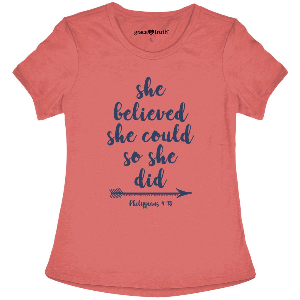 Grace Truth She Believed Could Arrow Christian - Adult & Kids T-Shirts, Sweatshirts & Hoodies apparel design preview 2