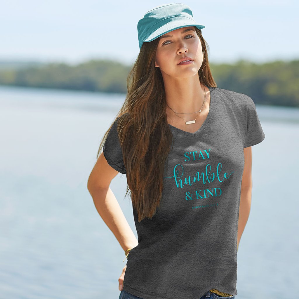 Grace Truth Stay Humble Kind V-Neck Christian - Adult & Kids T-Shirts, Sweatshirts & Hoodies apparel design preview 1
