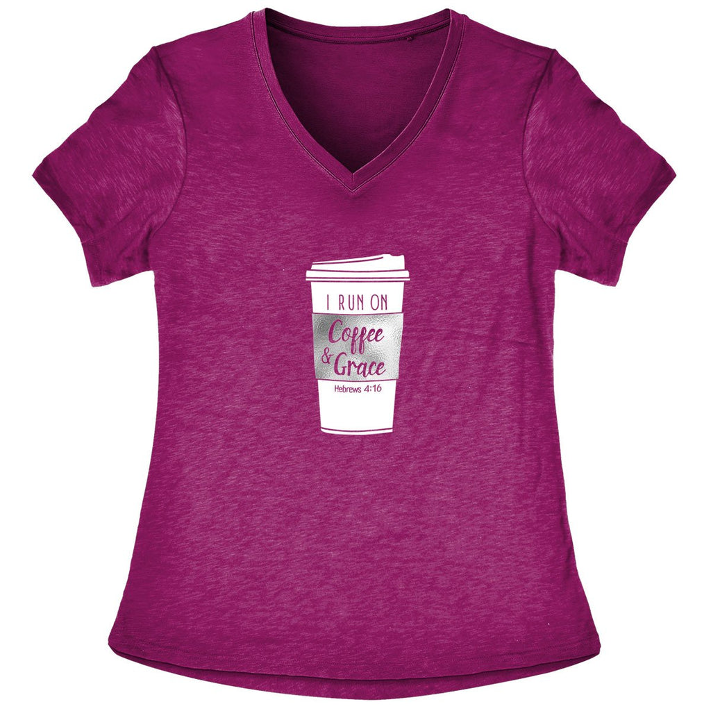 Grace Truth I Run on Coffee V-Neck Christian - Adult & Kids T-Shirts, Sweatshirts & Hoodies apparel design preview 2