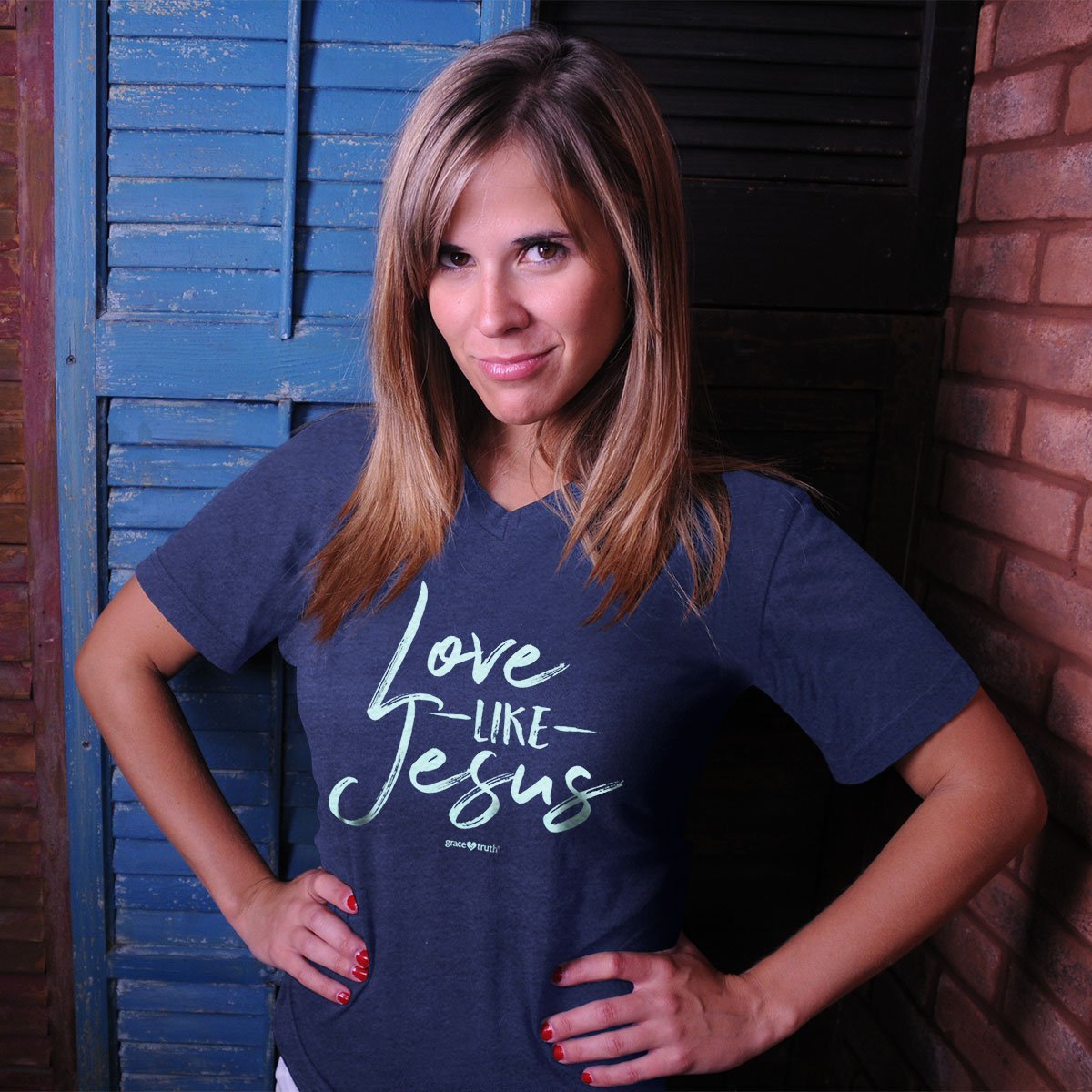 Cherished Girl Grace Truth Love like Jesus V-Neck - Adult & Kids T-Shirts, Sweatshirts & Hoodies apparel design preview 2