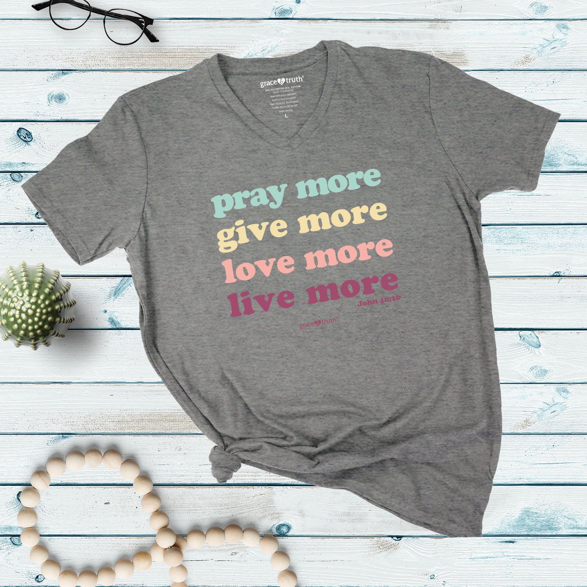 Cherished Girl Grace Truth Pray More Christian V-Neck - Adult & Kids T-Shirts, Sweatshirts & Hoodies apparel design preview 2