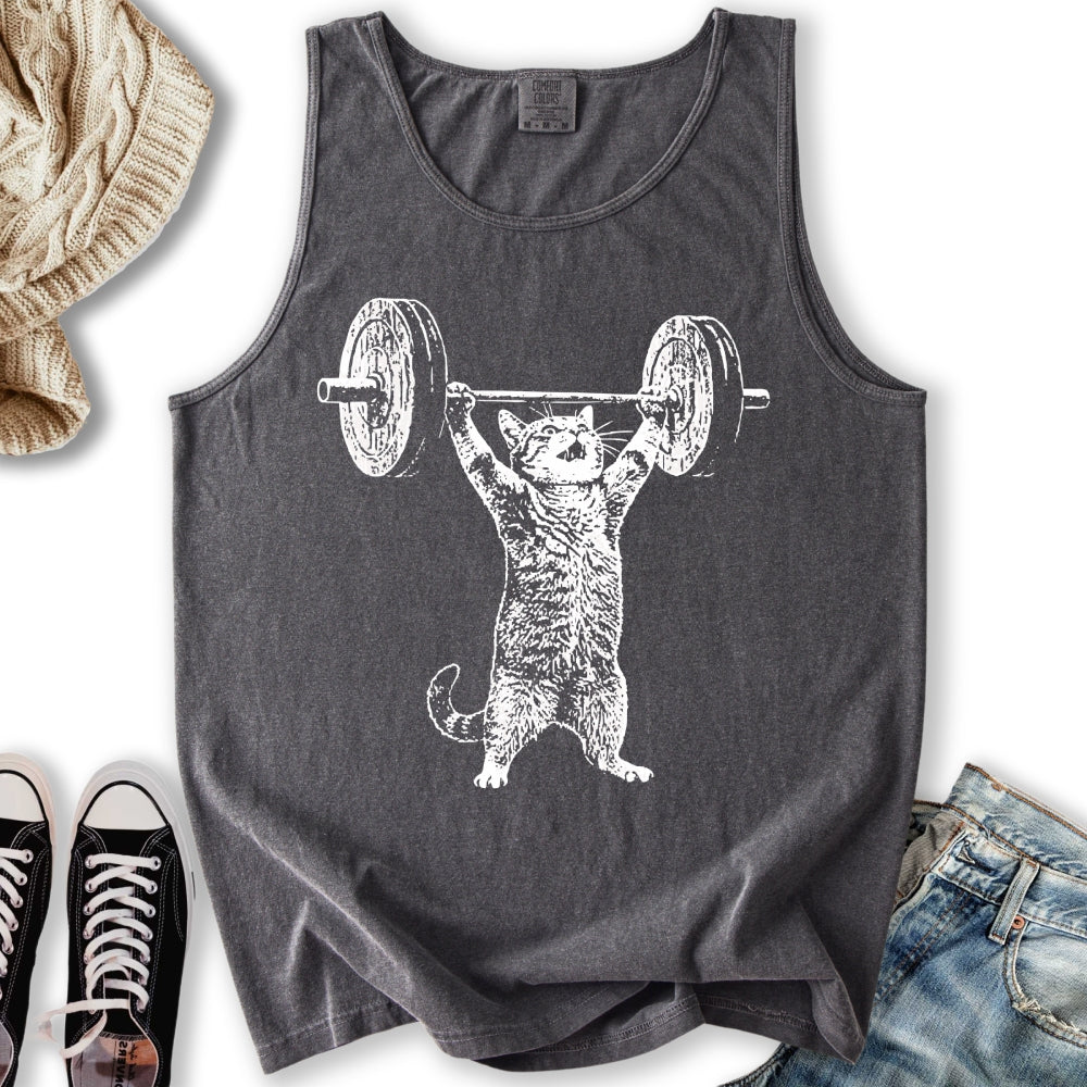 Weight Lifter Cat Tank - Adult & Kids T-Shirts, Sweatshirts & Hoodies apparel design preview 1