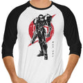 Galactic Bounty Hunter Sumi-e 3/4 Sleeve Raglan - Adult & Kids T-Shirts, Sweatshirts & Hoodies apparel design preview 1