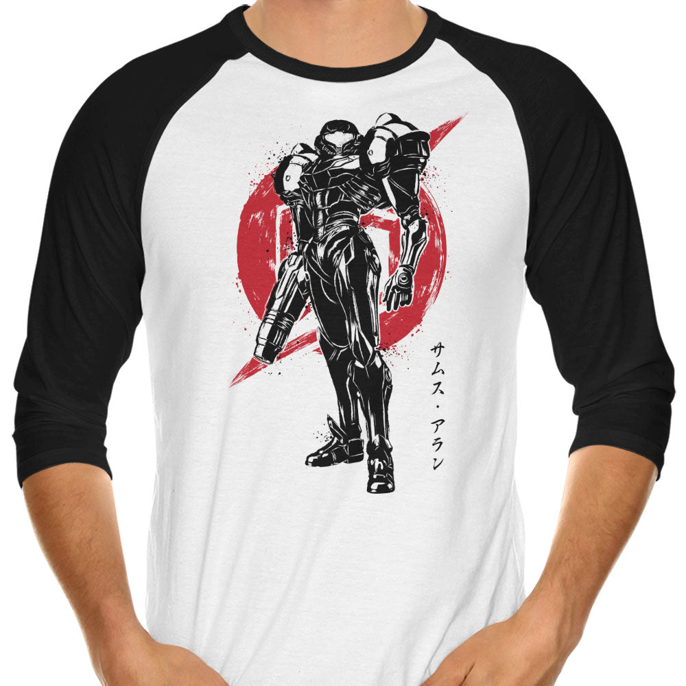 Galactic Bounty Hunter Sumi-e 3/4 Sleeve Raglan - Adult & Kids T-Shirts, Sweatshirts & Hoodies apparel design preview 1