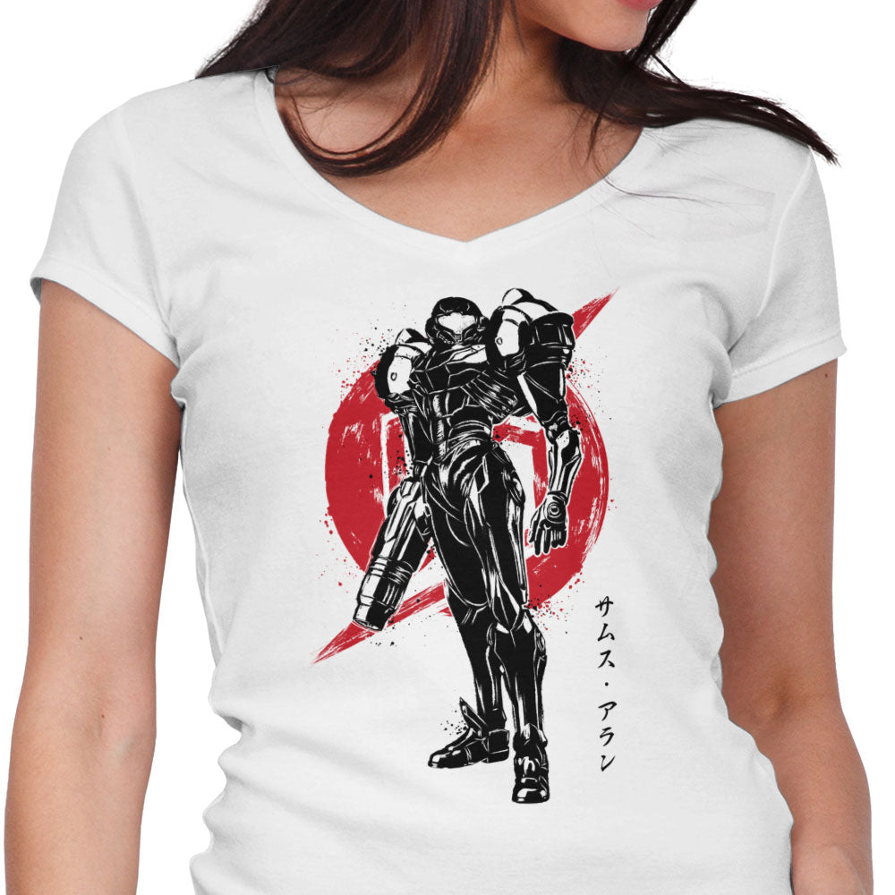 Galactic Bounty Hunter Sumi-e Women's V-Neck - Adult & Kids T-Shirts, Sweatshirts & Hoodies apparel design preview 1