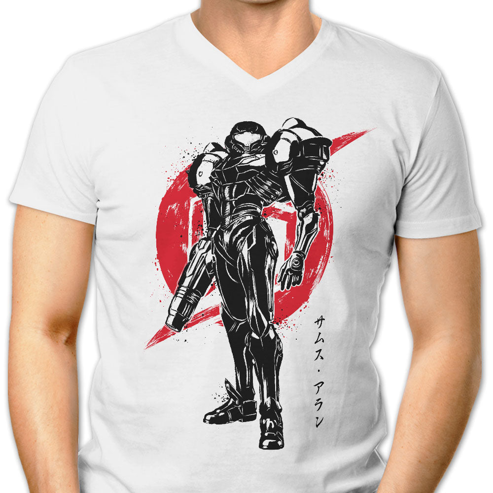 Galactic Bounty Hunter Sumi-e Men's V-Neck - Adult & Kids T-Shirts, Sweatshirts & Hoodies apparel design preview 1