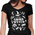 Gamer Witch Women's V-Neck - Adult & Kids T-Shirts, Sweatshirts & Hoodies apparel design preview 1