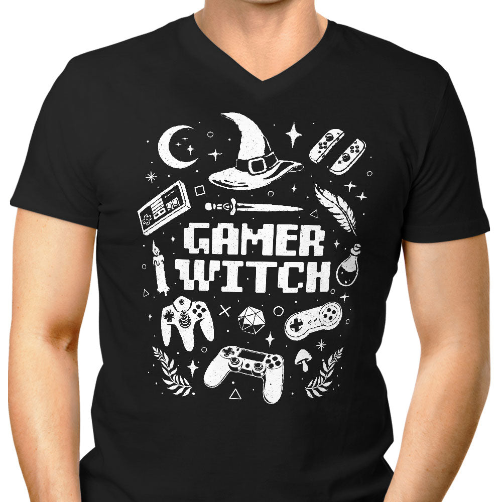 Gamer Witch Men's V-Neck - Adult & Kids T-Shirts, Sweatshirts & Hoodies apparel design preview 1