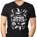 Gamer Witch Men's V-Neck - Adult & Kids T-Shirts, Sweatshirts & Hoodies apparel design preview 1