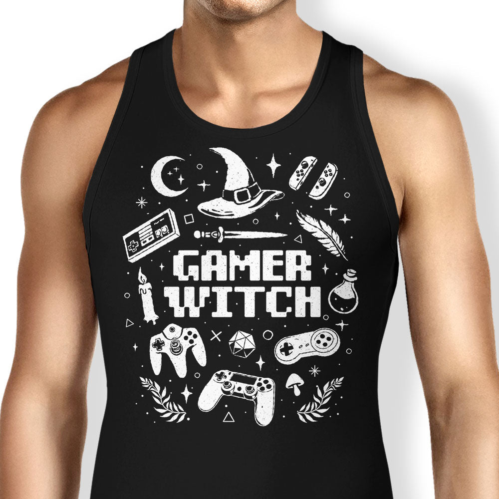 Gamer Witch Tank Top - Adult & Kids T-Shirts, Sweatshirts & Hoodies apparel design preview 1