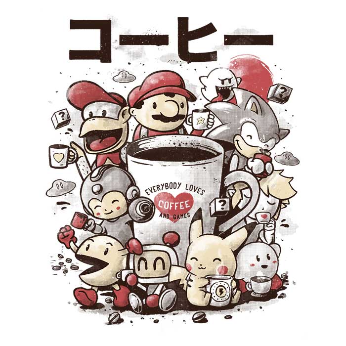 Games and Coffee Ringer - Adult & Kids T-Shirts, Sweatshirts & Hoodies apparel design preview 2