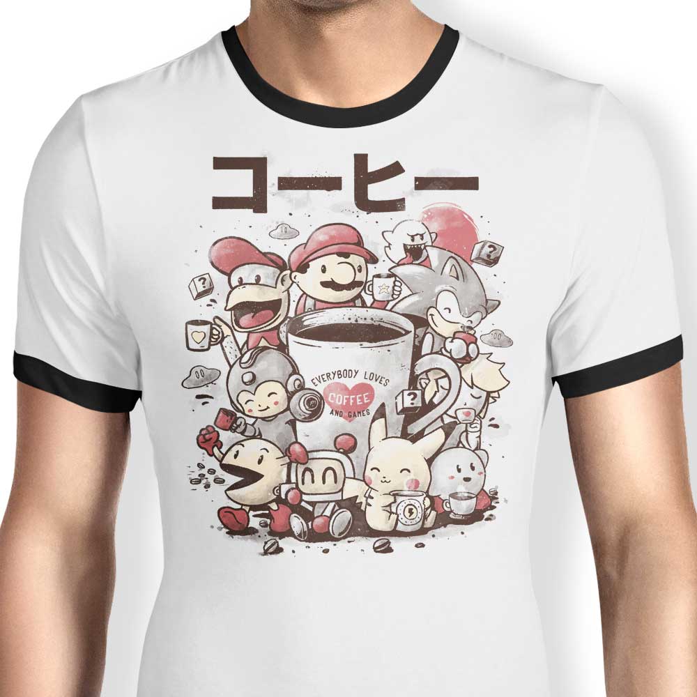 Games and Coffee Ringer - Adult & Kids T-Shirts, Sweatshirts & Hoodies apparel design preview 1
