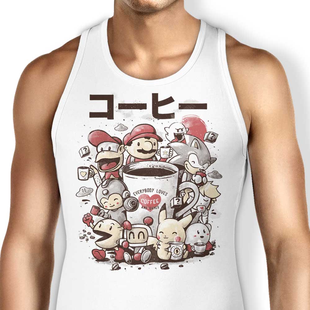 Games and Coffee Tank Top - Adult & Kids T-Shirts, Sweatshirts & Hoodies apparel design preview 1