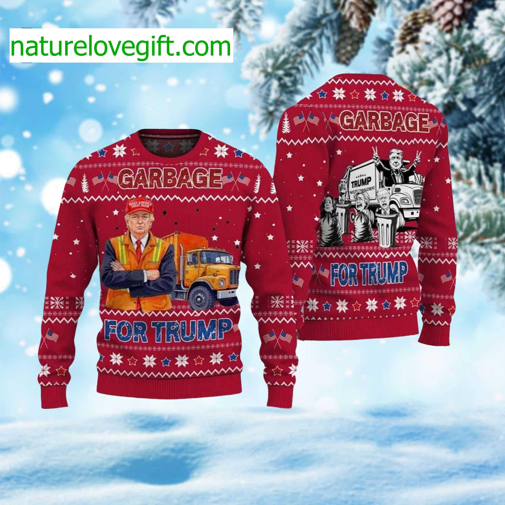 Garbage For Trump 2026 Ugly Christmas Sweater product image