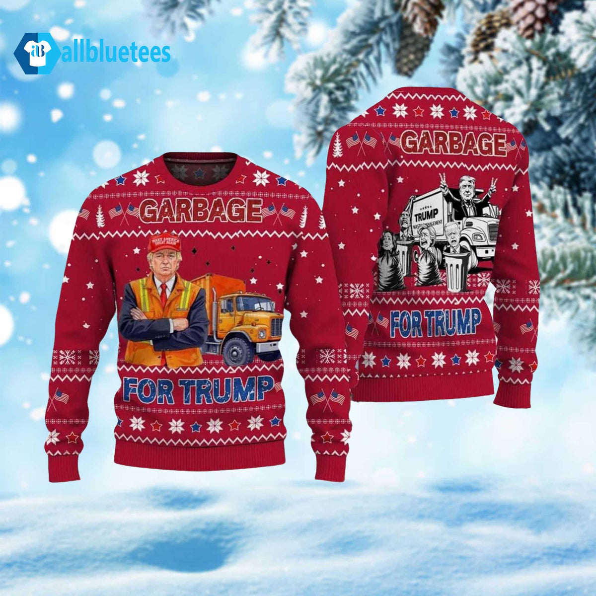 Garbage For Trump 2024 Ugly Christmas Sweater product image