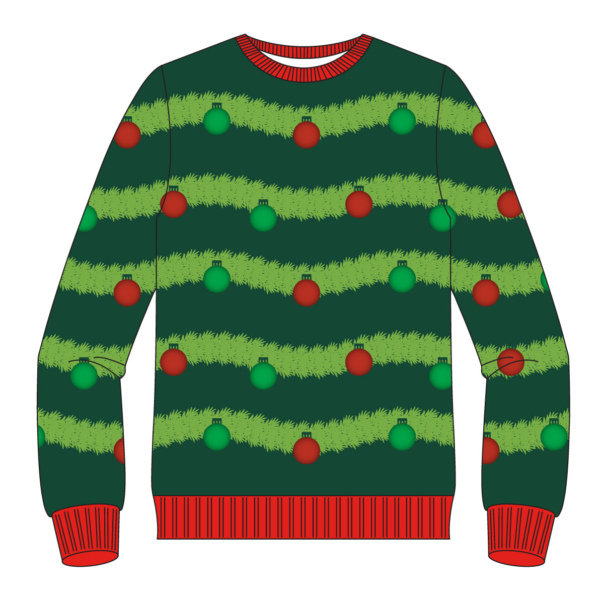 Green 3D Garland & Ornament Ugly Christmas Sweater product image 3