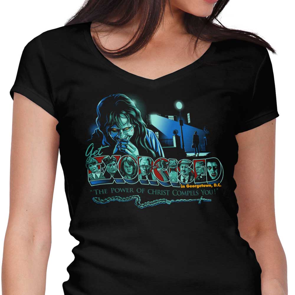 Get Exorcised Women's V-Neck - Adult & Kids T-Shirts, Sweatshirts & Hoodies apparel design preview 1