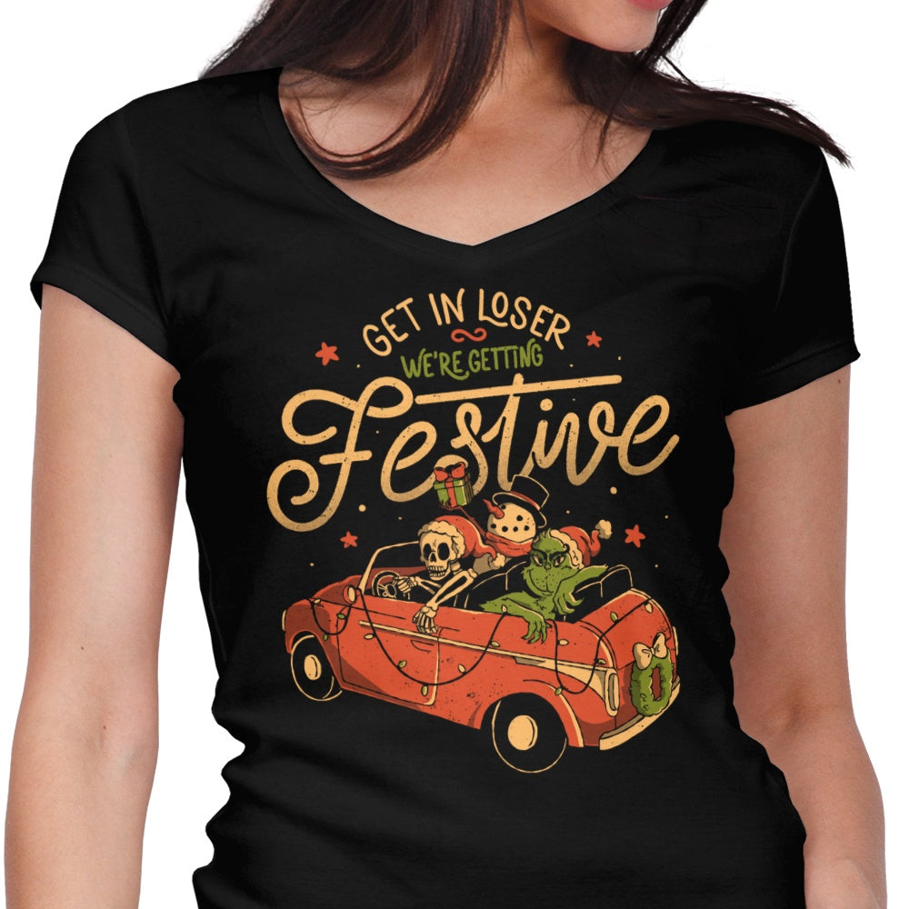 Getting Festive Women's V-Neck - Adult & Kids T-Shirts, Sweatshirts & Hoodies apparel design preview 1