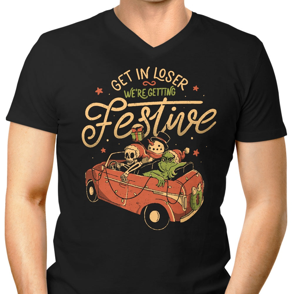 Getting Festive Men's V-Neck - Adult & Kids T-Shirts, Sweatshirts & Hoodies apparel design preview 1
