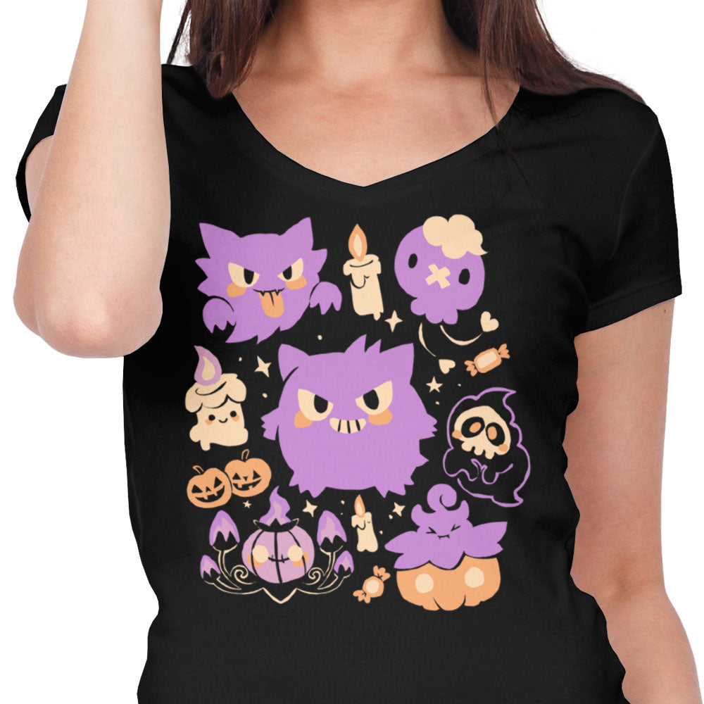 Ghosties Women's V-Neck - Adult & Kids T-Shirts, Sweatshirts & Hoodies apparel design preview 2