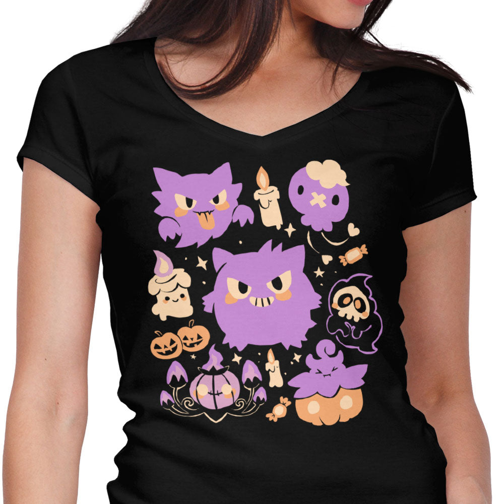 Ghosties Women's V-Neck - Adult & Kids T-Shirts, Sweatshirts & Hoodies apparel design preview 1
