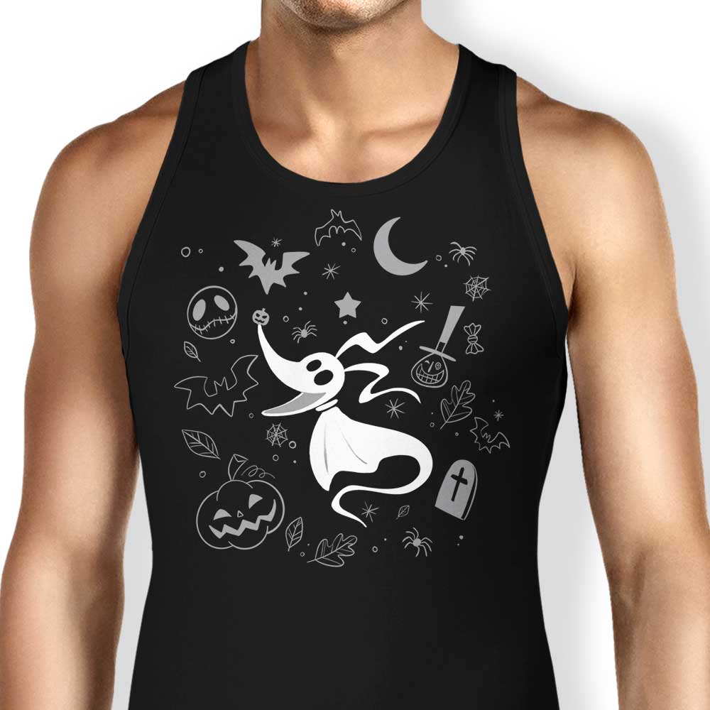 Ghostly Dog Doodle Tank Top - Adult & Kids T-Shirts, Sweatshirts & Hoodies apparel design preview 1