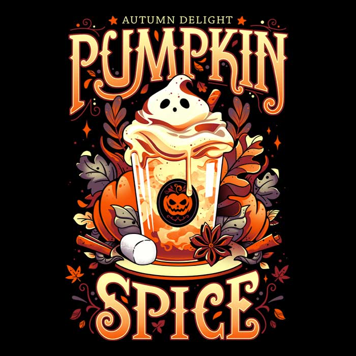 Ghostly Pumpkin Spice Men's Apparel - Adult & Kids T-Shirts, Sweatshirts & Hoodies apparel design preview 2