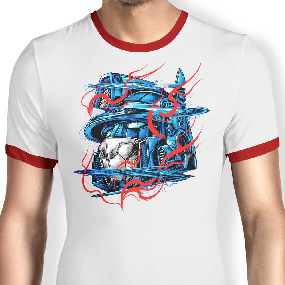 Glitch Flames Ringer - Adult & Kids T-Shirts, Sweatshirts & Hoodies apparel design preview 1