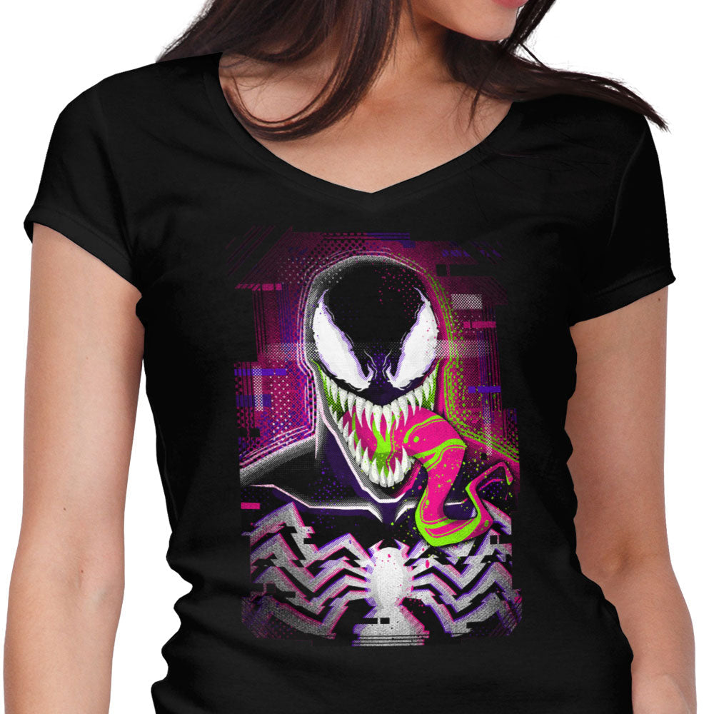 Glitched Symbiote Women's V-Neck - Adult & Kids T-Shirts, Sweatshirts & Hoodies apparel design preview 1