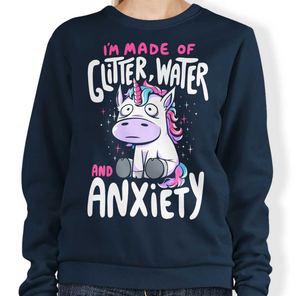 Glitter, Water, and Anxiety - Adult & Kids T-Shirts, Sweatshirts & Hoodies apparel design preview 1