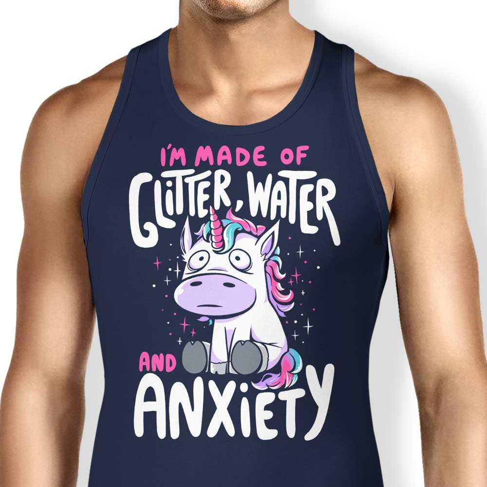 Glitter, Water, and Anxiety Tank Top - Adult & Kids T-Shirts, Sweatshirts & Hoodies apparel design preview 1