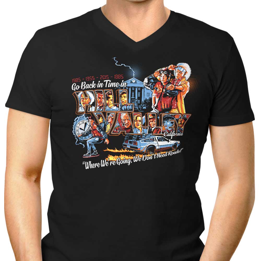 Go Back in Time Men's V-Neck - Adult & Kids T-Shirts, Sweatshirts & Hoodies apparel design preview 1