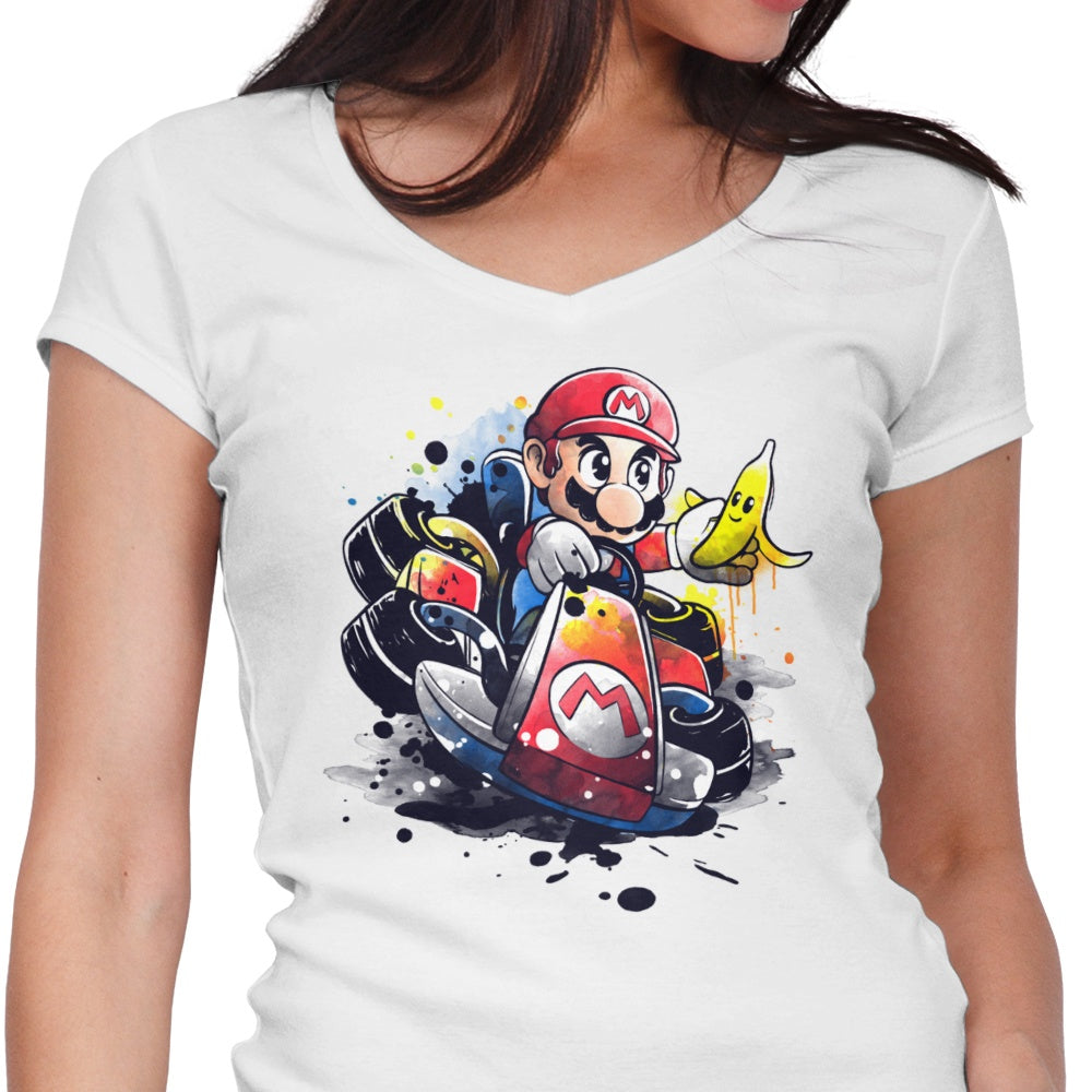 Go Kart Watercolor Women's V-Neck - Adult & Kids T-Shirts, Sweatshirts & Hoodies apparel design preview 1