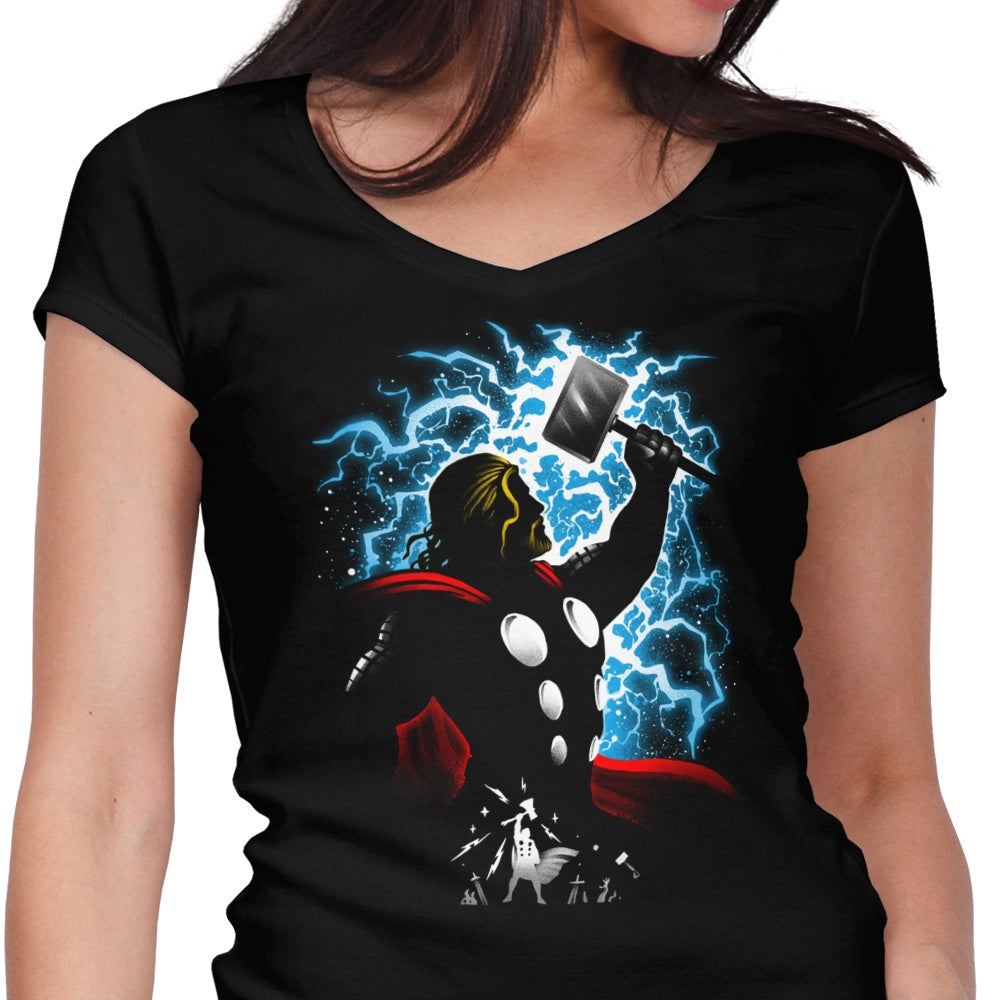 God of Thunder Women's V-Neck - Adult & Kids T-Shirts, Sweatshirts & Hoodies apparel design preview 1