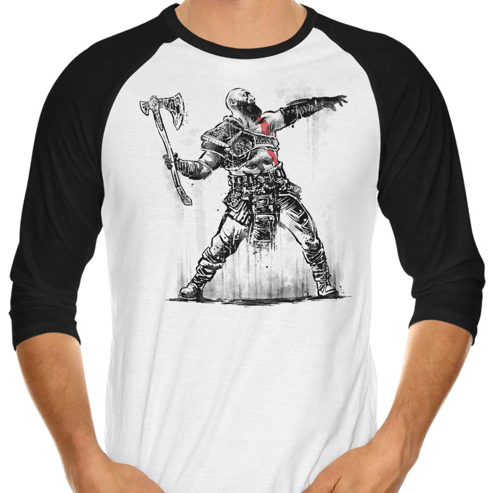God Throwing Axe 3/4 Sleeve Raglan - Adult & Kids T-Shirts, Sweatshirts & Hoodies apparel design preview 1
