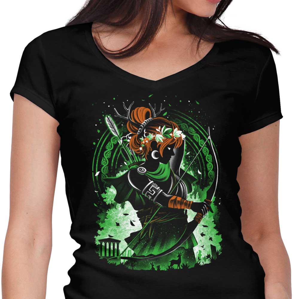 Goddess of Hunting Women's V-Neck - Adult & Kids T-Shirts, Sweatshirts & Hoodies apparel design preview 1