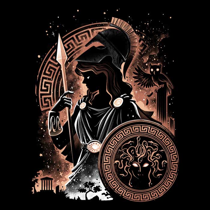 Goddess of Wisdom, Arts, and War Men's Apparel - Adult & Kids T-Shirts, Sweatshirts & Hoodies apparel design preview 2