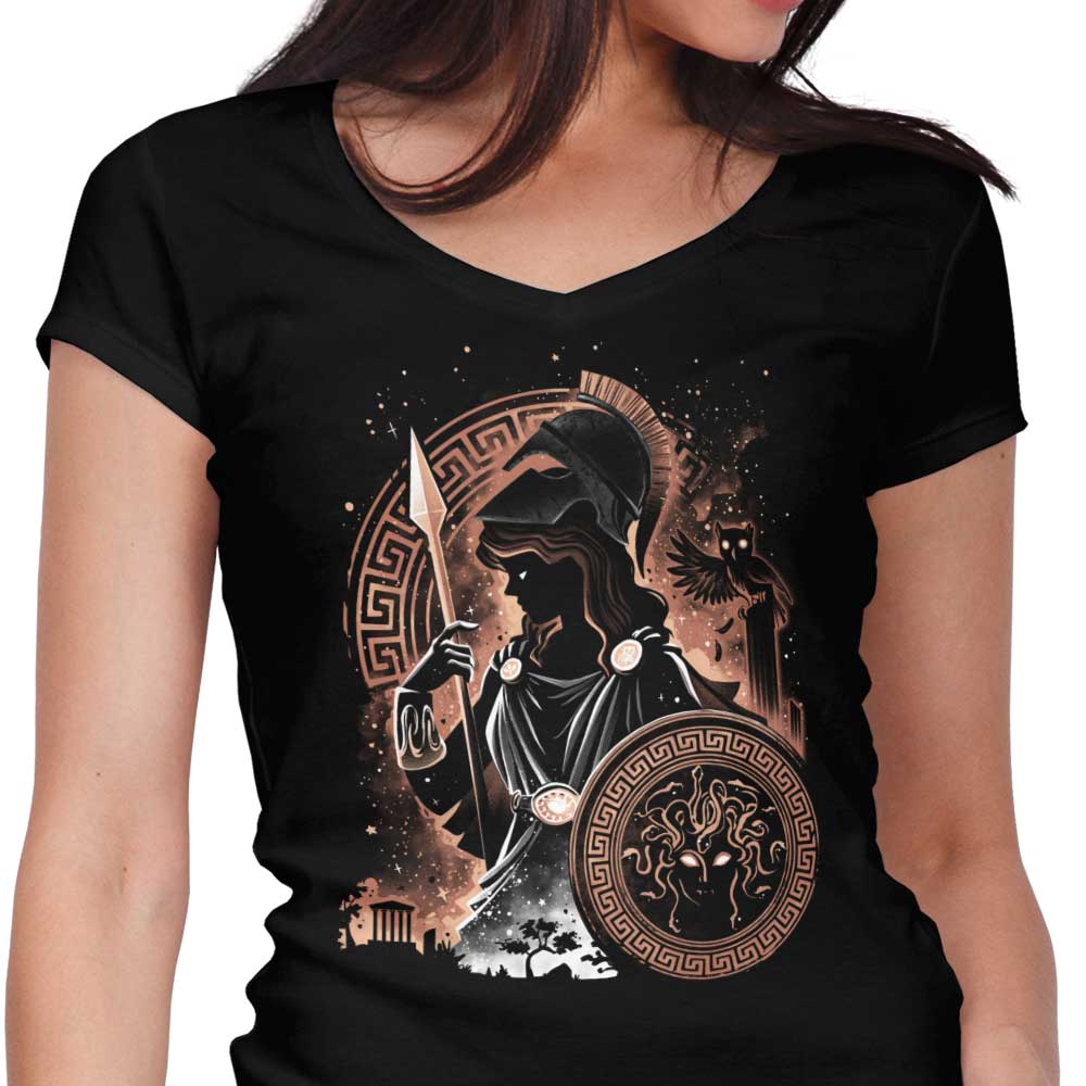 Goddess of Wisdom, Arts, and War Women's V-Neck - Adult & Kids T-Shirts, Sweatshirts & Hoodies apparel design preview 1