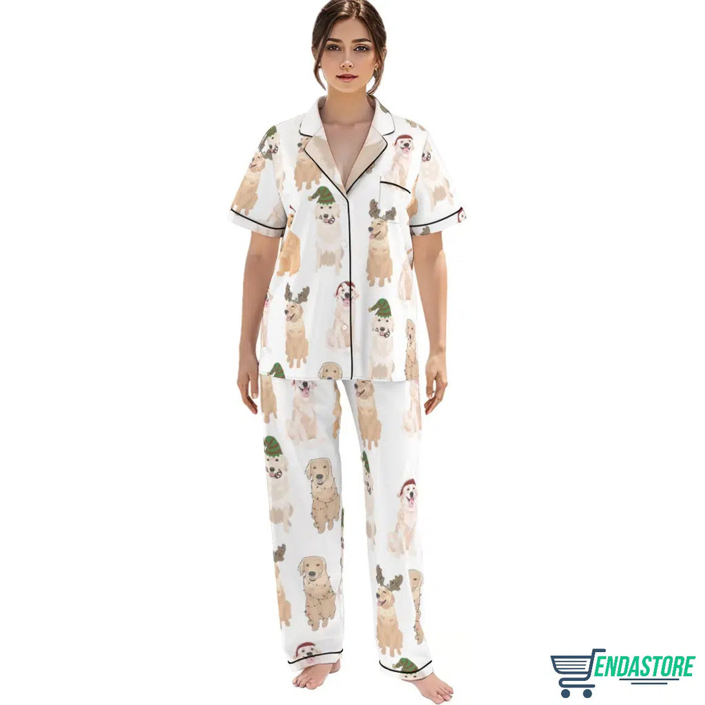 Golden Retriever Christmas Satin Pajama Set long product image 2