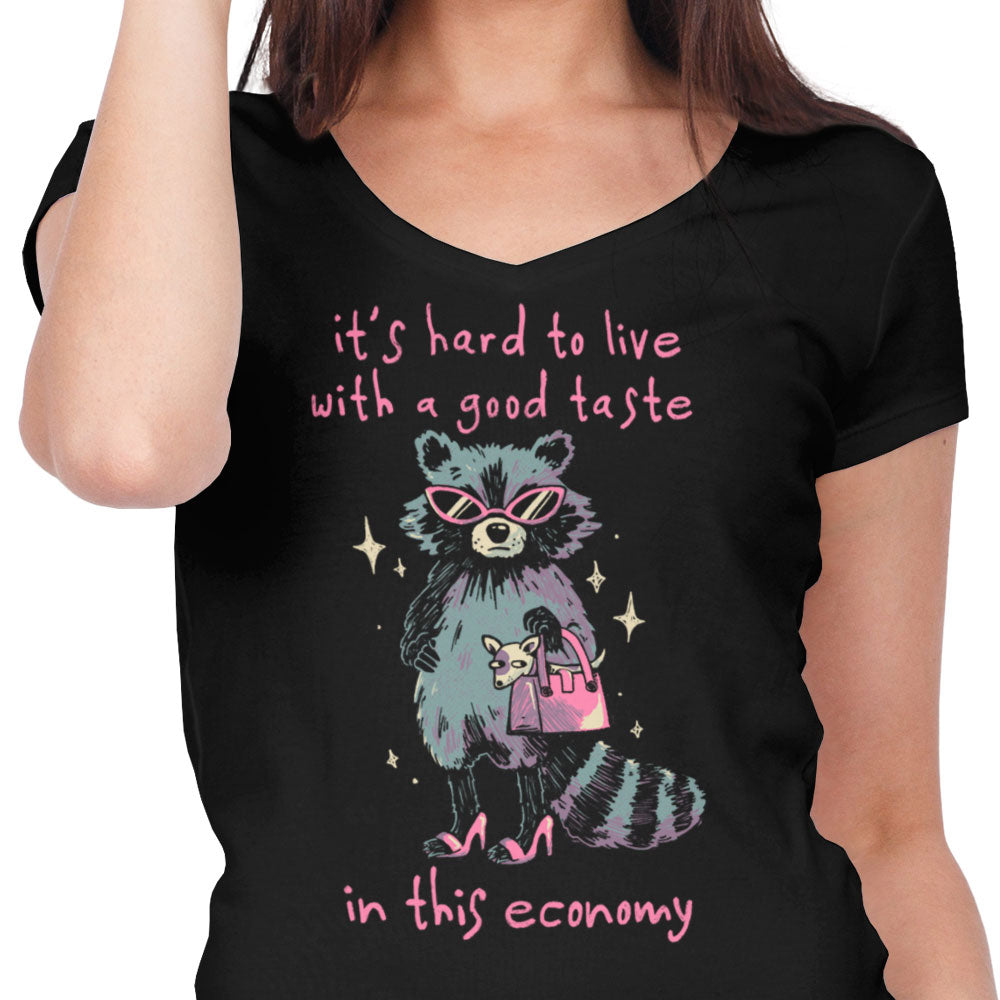 Good Taste Raccoon Women's V-Neck - Adult & Kids T-Shirts, Sweatshirts & Hoodies apparel design preview 2