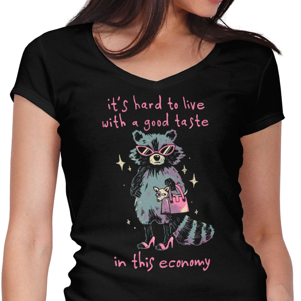 Good Taste Raccoon Women's V-Neck - Adult & Kids T-Shirts, Sweatshirts & Hoodies apparel design preview 1