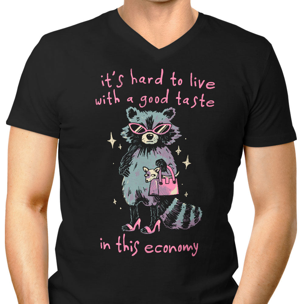 Good Taste Raccoon Men's V-Neck - Adult & Kids T-Shirts, Sweatshirts & Hoodies apparel design preview 1