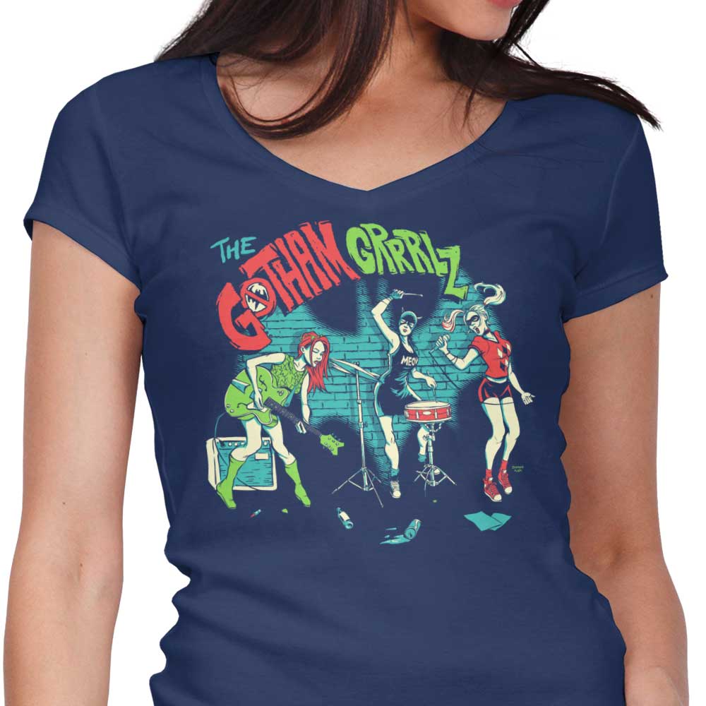 Gotham Grrls Women's V-Neck - Adult & Kids T-Shirts, Sweatshirts & Hoodies apparel design preview 1