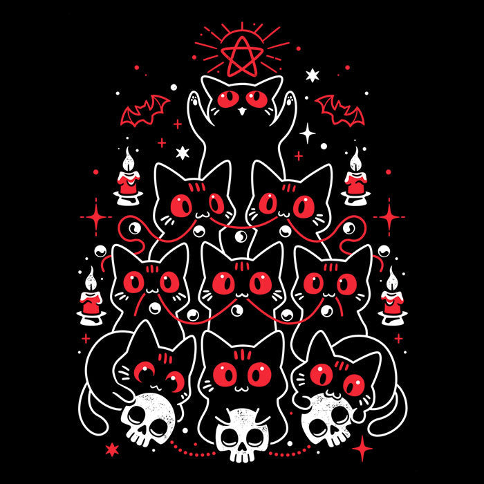 Gothic Christmas Kittens Women's V-Neck - Adult & Kids T-Shirts, Sweatshirts & Hoodies apparel design preview 2