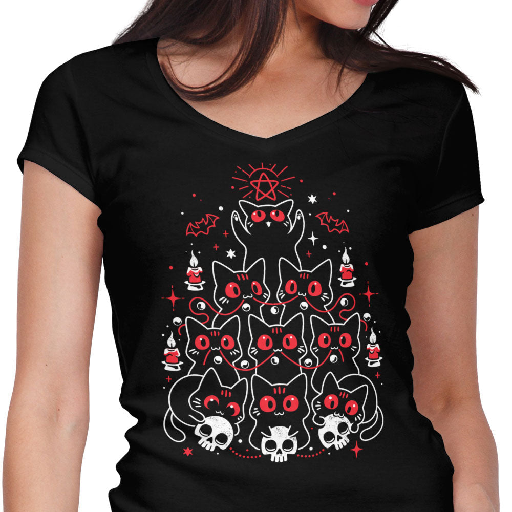 Gothic Christmas Kittens Women's V-Neck - Adult & Kids T-Shirts, Sweatshirts & Hoodies apparel design preview 1